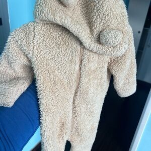 Old Navy Cream Teddy Fleece Baby One-Piece,flower dress and baby tank top shirt.